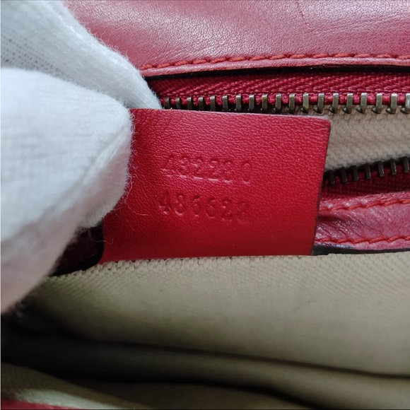 Authentic limited Edition GUCCI Red Leather Web Peony Eye Chain Shoulder Bag - Picture 8 of 17